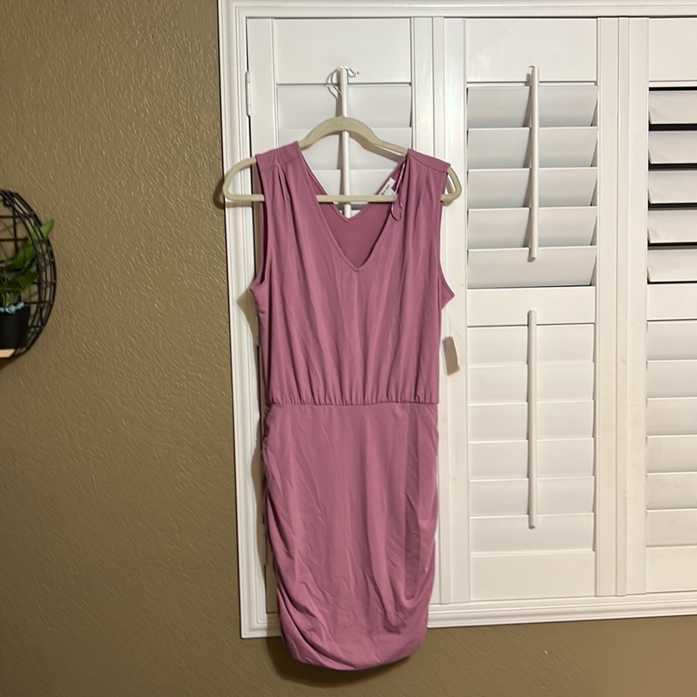 Nine West Women’s Dress Sleeveless V-Neck Midi Size Large Med Purple Color - Picture 2 of 7